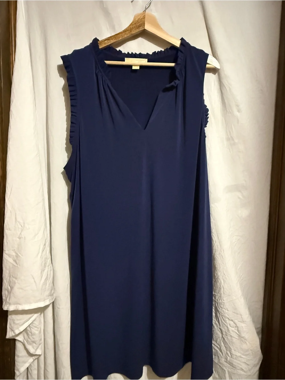Michael Kors Navy Sleeveless Elastic-Neck Dress